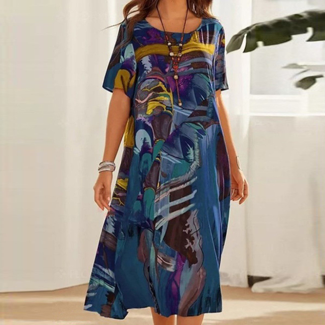 Robe Évasée à Motifs