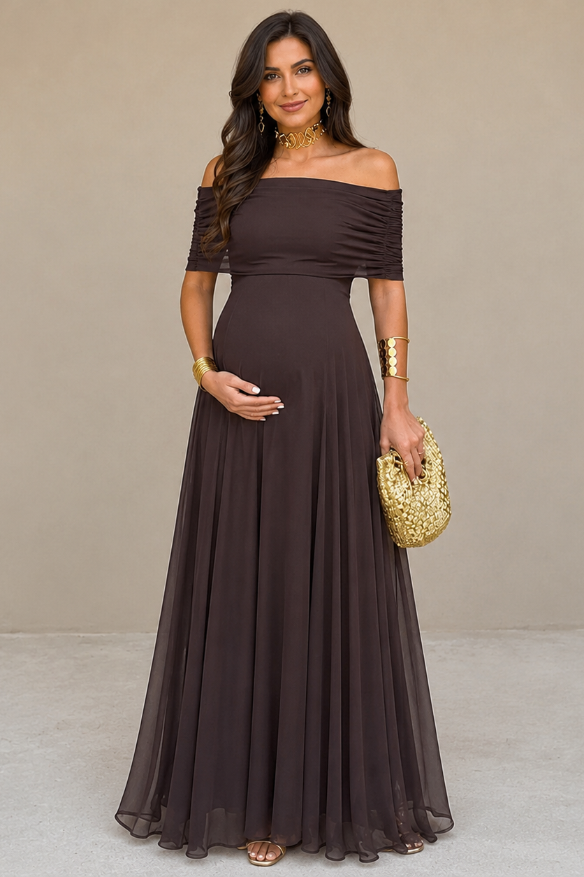 Robe Maternité Longue – Épaules Dénudées