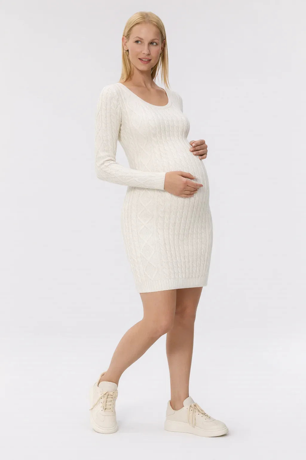 Robe pull maternité tricot torsadé col rond