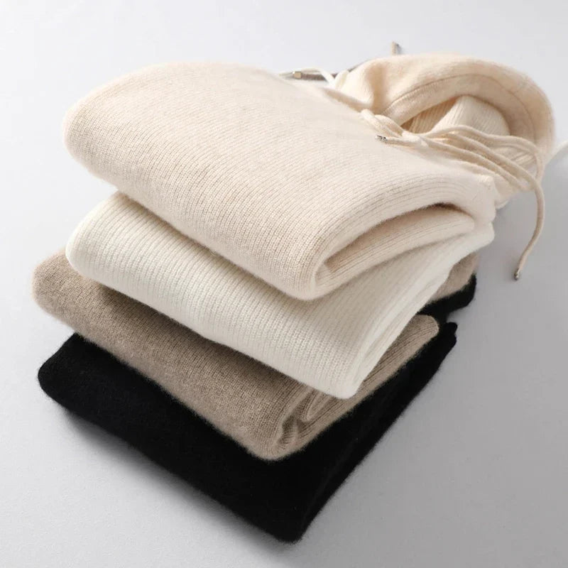 Sweat en Cachemire et Laine Femme – Coupe Ample et Cordons Ajustables
