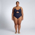 Maillot de bain une pièce grande taille pour femme avec découpe et fronces