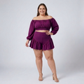 Ensemble grande taille haut épaules dénudées et short à volants