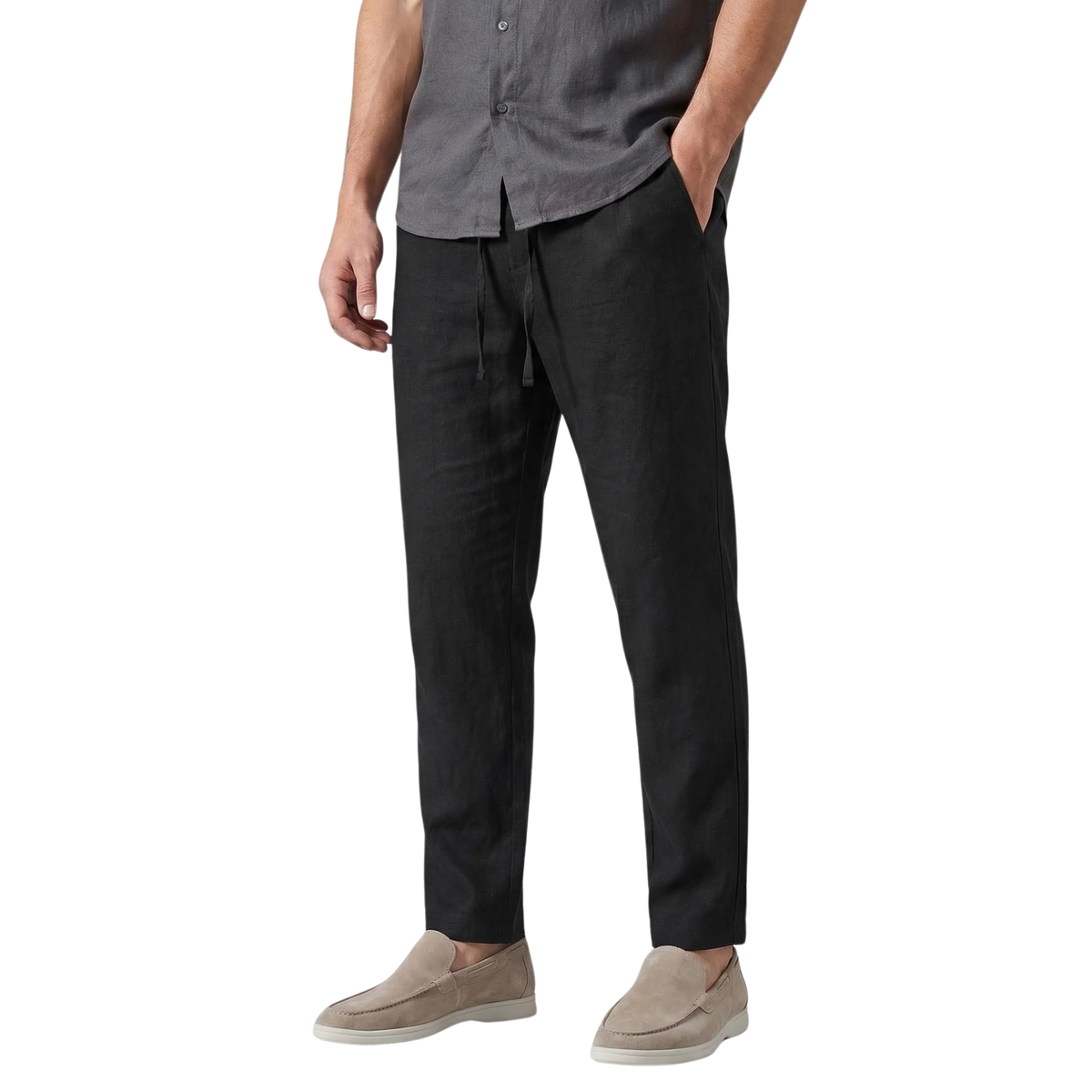 Pantalon large en lin homme — mélange coton — vacances et été