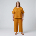 Ensemble pantalon grande taille en coton pour femme