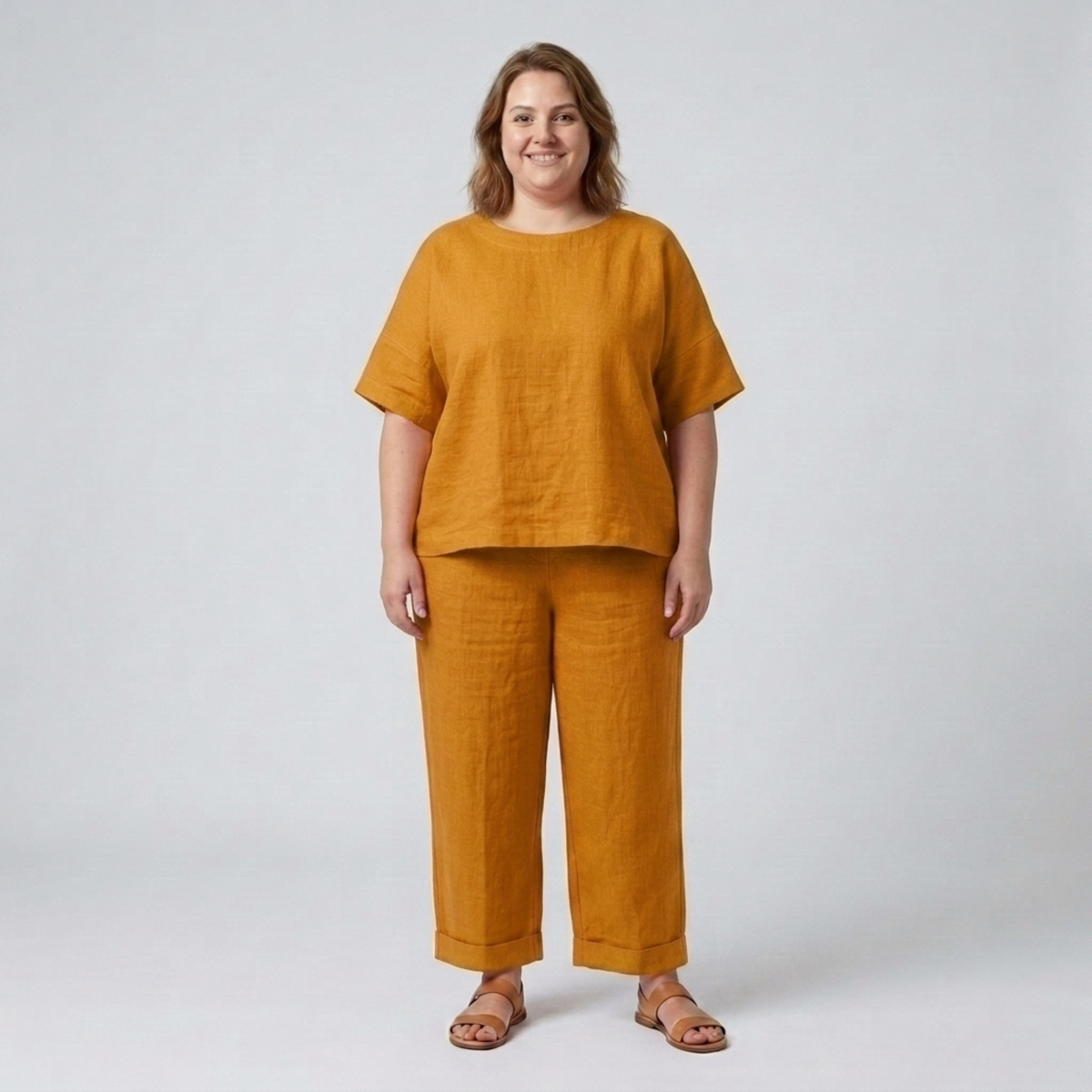 Ensemble pantalon grande taille en coton pour femme
