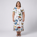 Robe longue grande taille pour femme imprimée à col en V