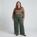 Pantalon large grande taille pour femme à taille élastique drapé fluide