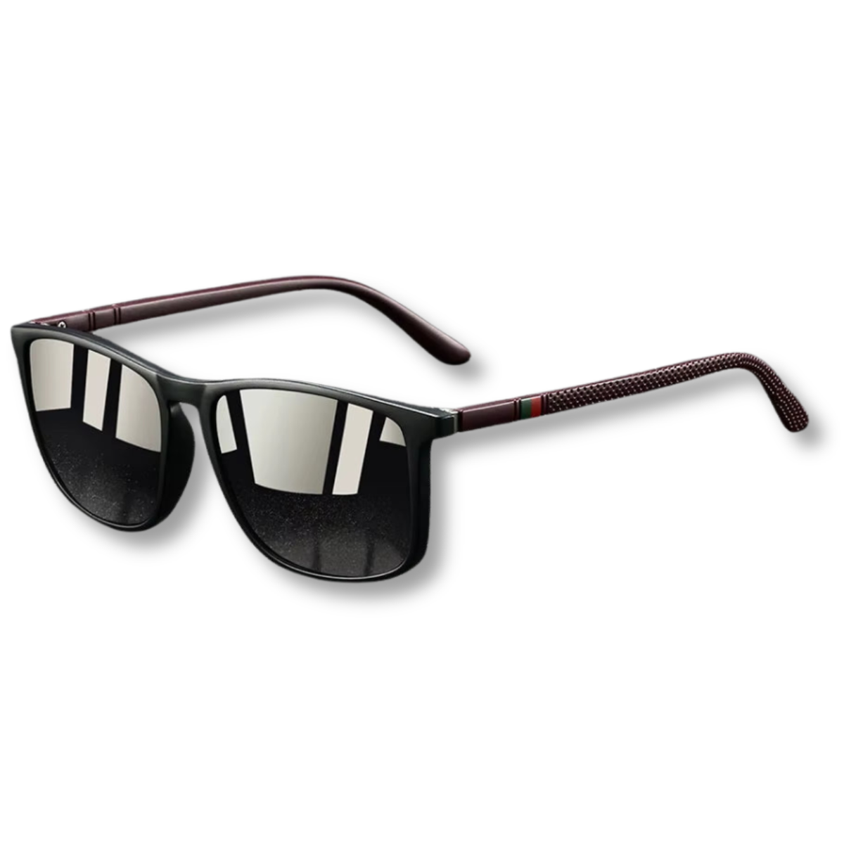 Lunettes de Soleil Polarisées Carrées avec Branches Antidérapantes et Charnières à Ressort