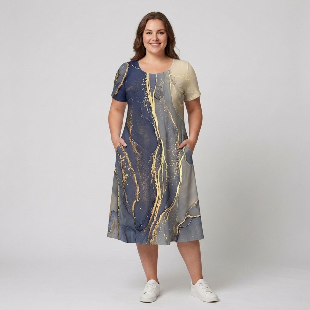 Robe mi-longue imprimée décontractée