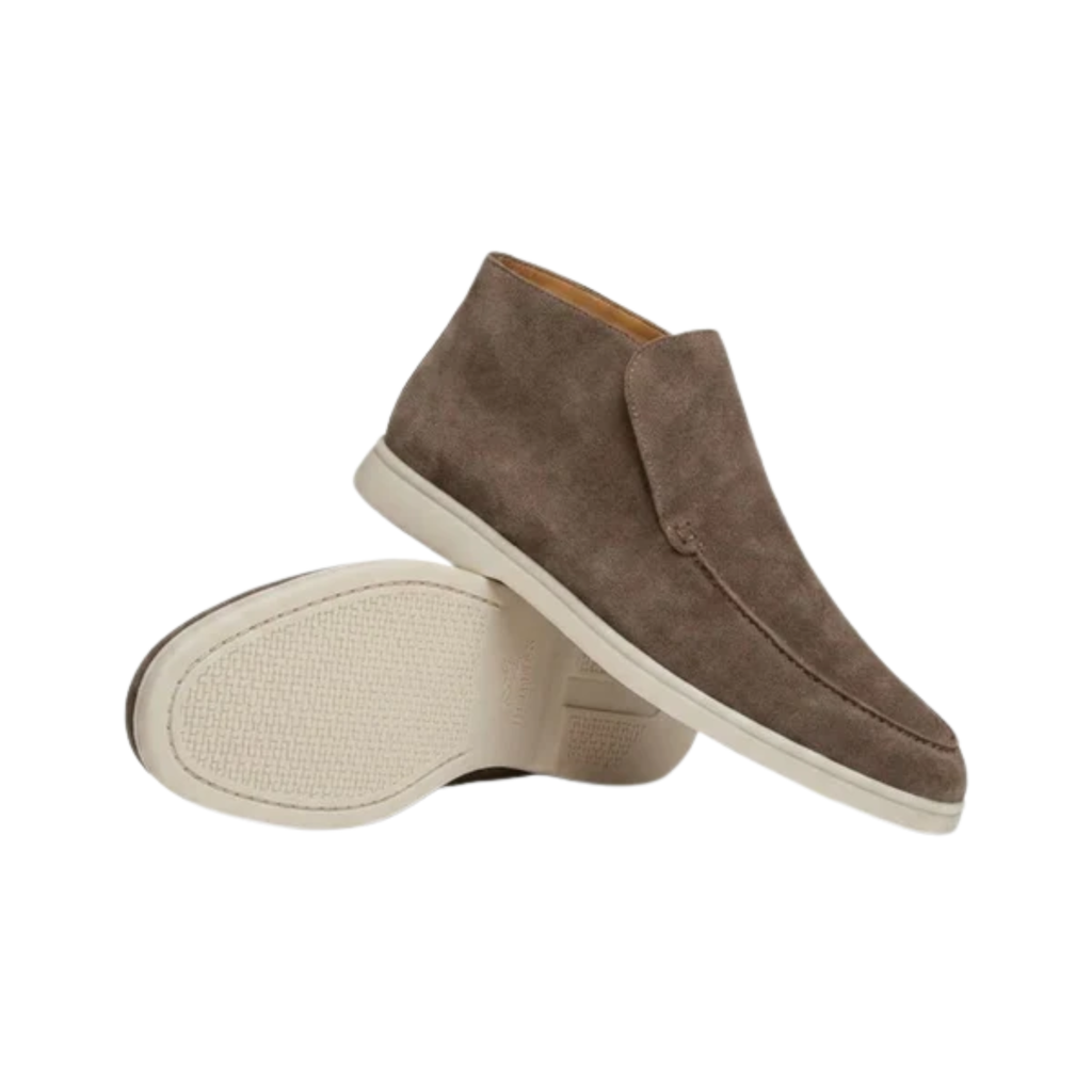 Mocassins montants pour homme — bottines à enfiler en daim — style bureau chic décontracté