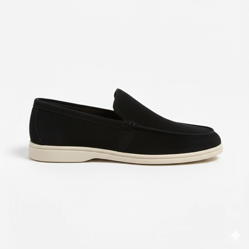 Mocassins en Daim de Vachette pour Hommes avec Couture Apparente et Semelle Souple