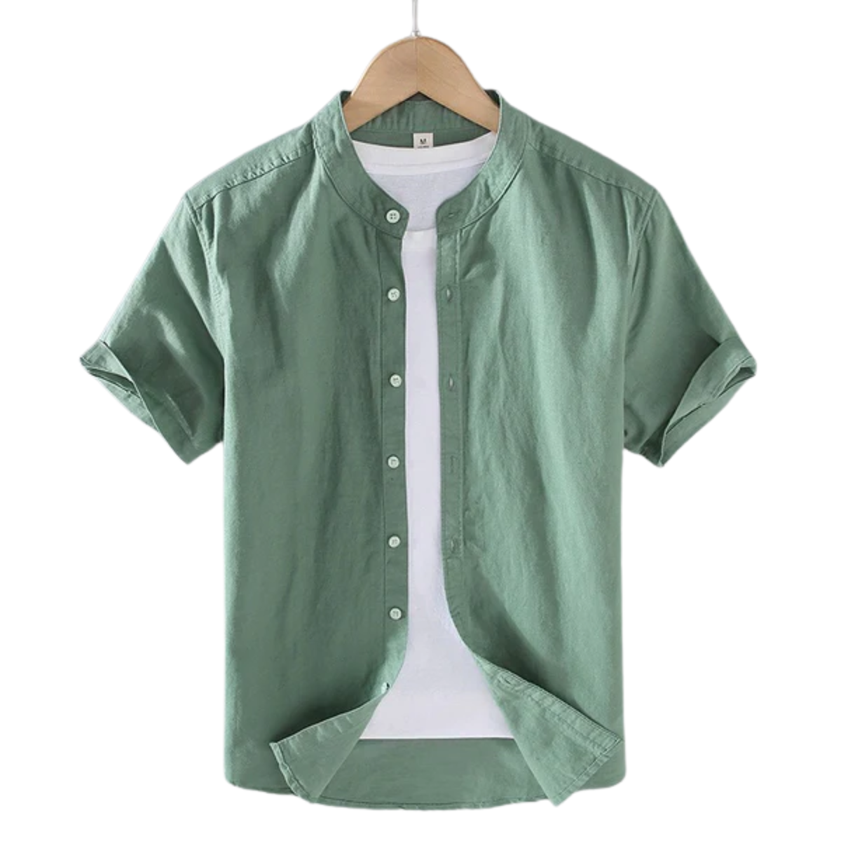 Chemise en lin homme à col officier et manches courtes — été