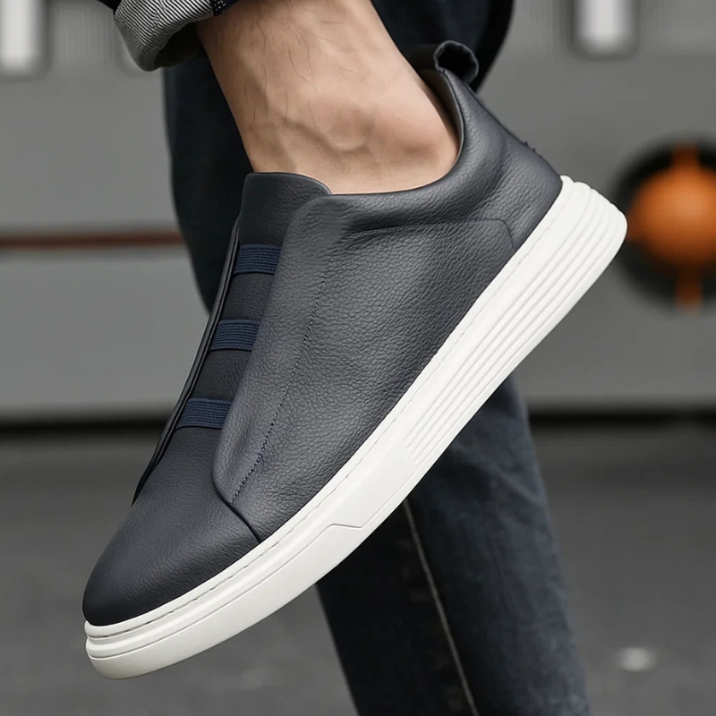 Baskets en Cuir Homme – Lacets Extensibles et Style Raffiné Intemporel
