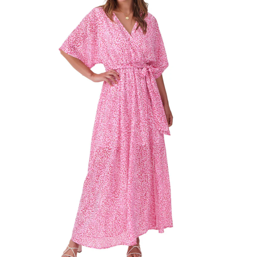 Robe maxi kimono à fleurs — style bohème — vacances d'été