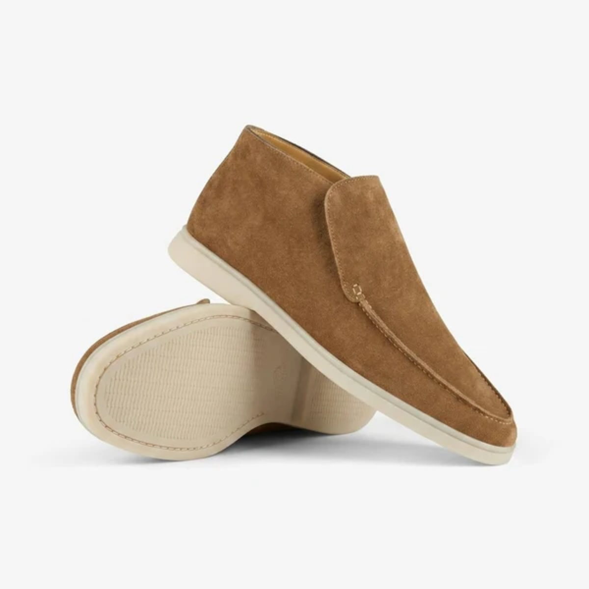 Mocassins montants pour homme — bottines à enfiler en daim — style bureau chic décontracté