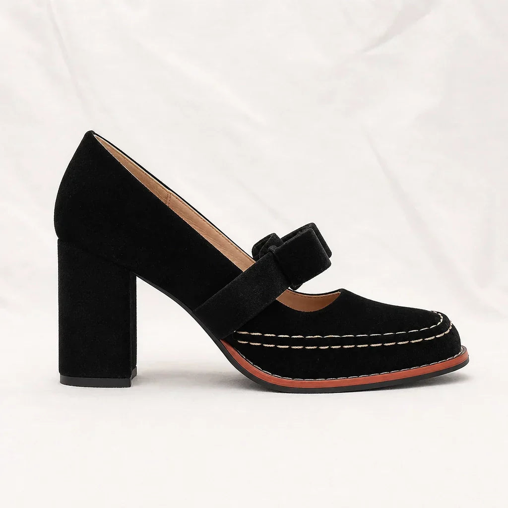 Mocassins en velours avec talon bloc pour femme élégante