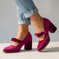 Mocassins en velours avec talon bloc pour femme élégante