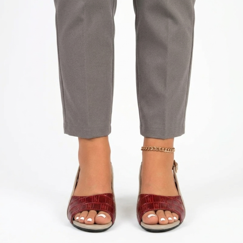 Nu-pieds slingback femme — talon carré et bout ouvert — bureau