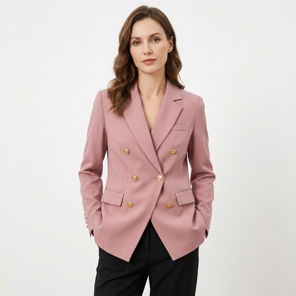 Blazer en Polyester Femme – Croisé et Coupe Ajustée Raffinée Intemporelle