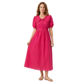 Robe Longue à Carreaux avec Col Claudine et Manches Bouffantes pour Femmes
