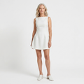 Robe courte femme — jupe boule en crêpe et col bateau | tenue de soirée