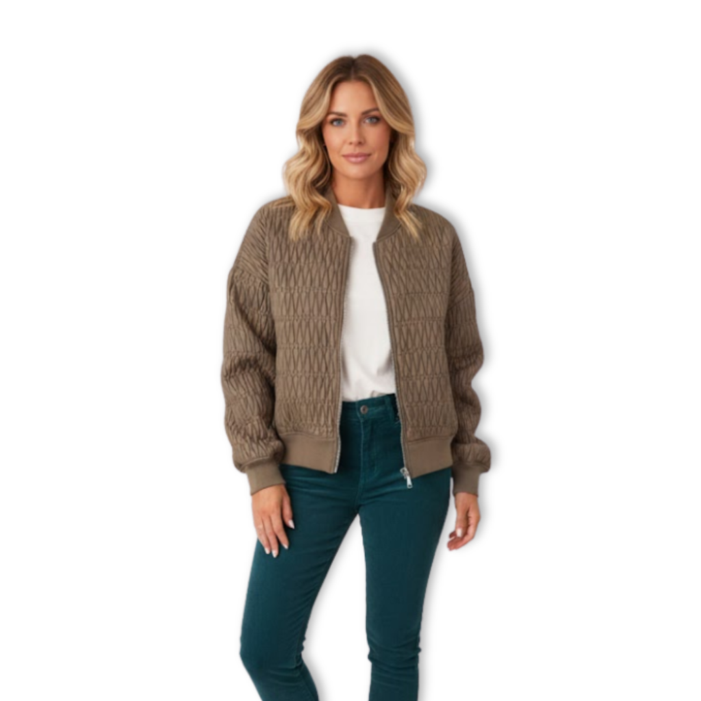 Veste bomber matelassée à col montant et texture gaufrée