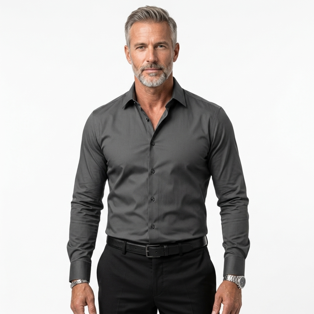 Chemise boutonnée homme — col à revers et manches longues — quotidien