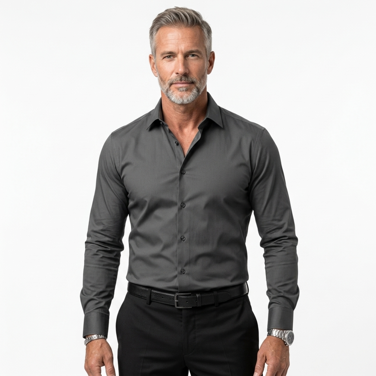 Chemise boutonnée homme — col à revers et manches longues — quotidien