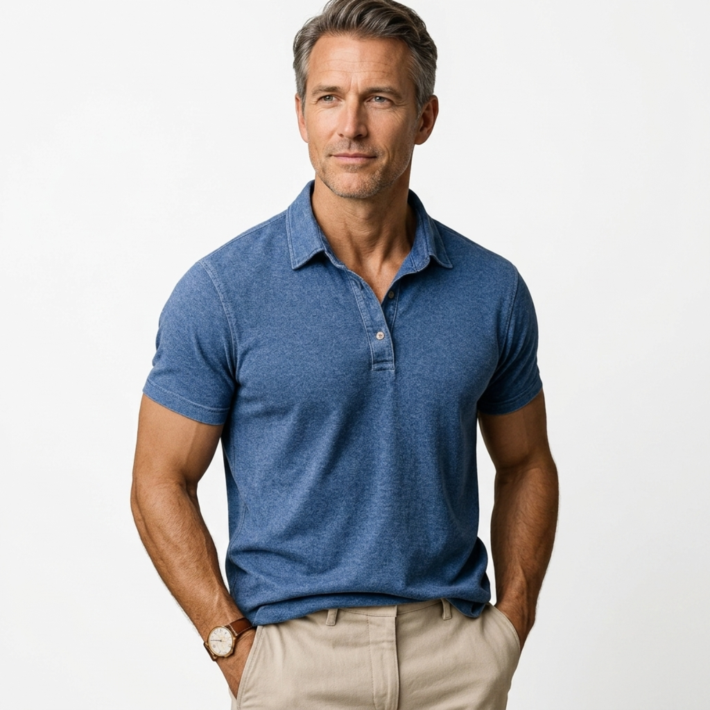 Polo en coton pour hommes — coupe décontractée — style vintage