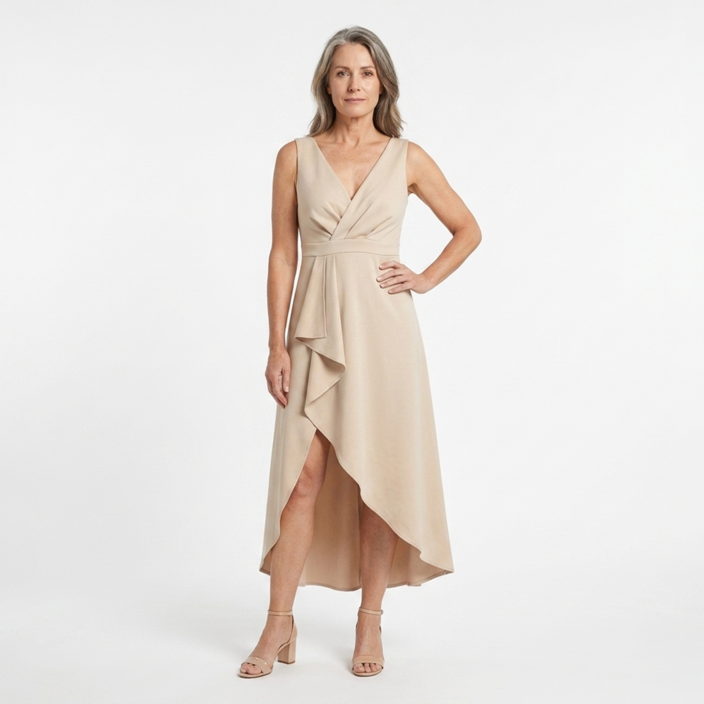 Robe de cocktail mi-longue — décolleté en V et style croisé | occasion spéciale