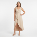 Robe de cocktail mi-longue — décolleté en V et style croisé | occasion spéciale