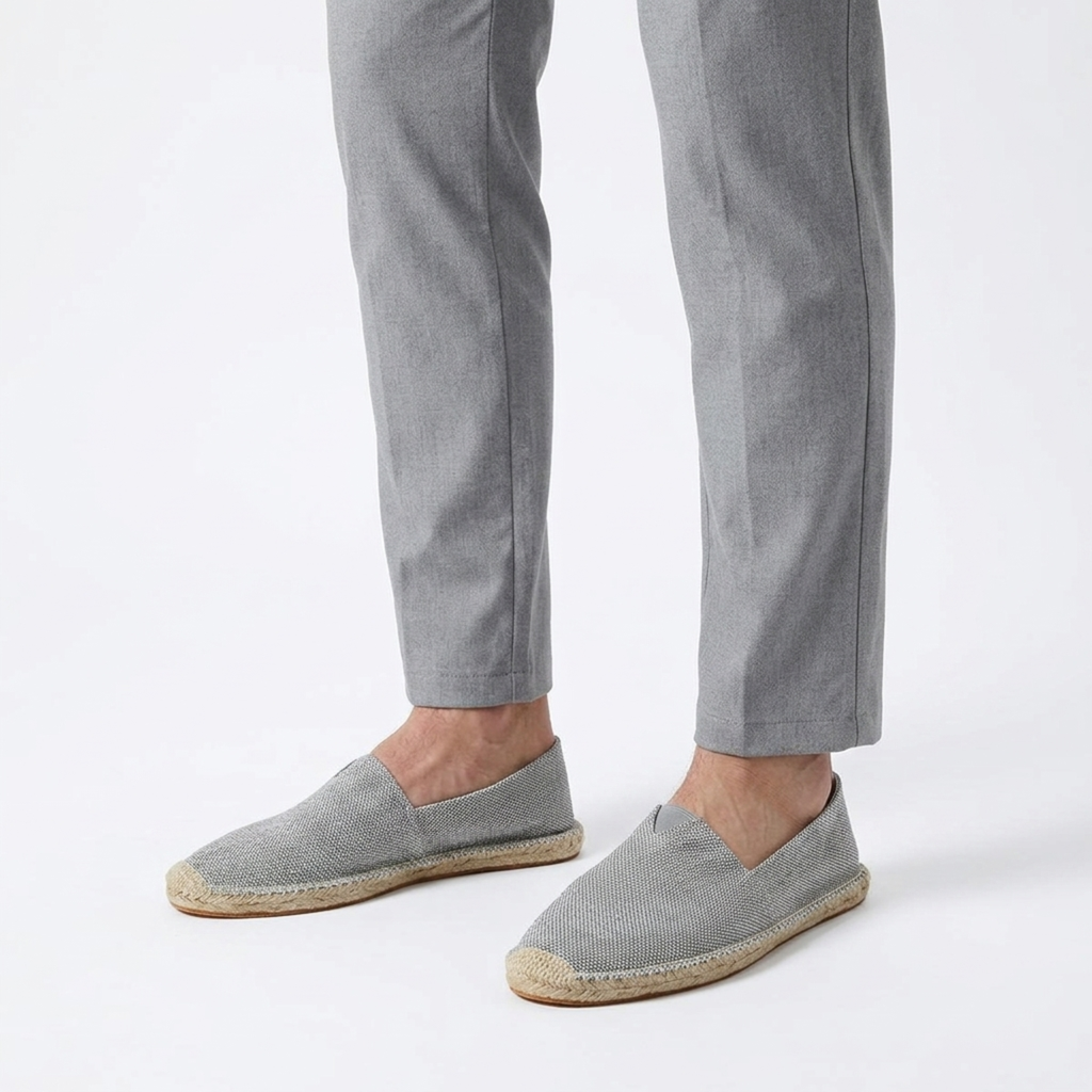 Espadrilles en lin pour homme — mocassins à enfiler en toile — plage et vacances