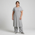 Ensemble deux pièces grande taille pour femme avec tunique longue et pantalon ample