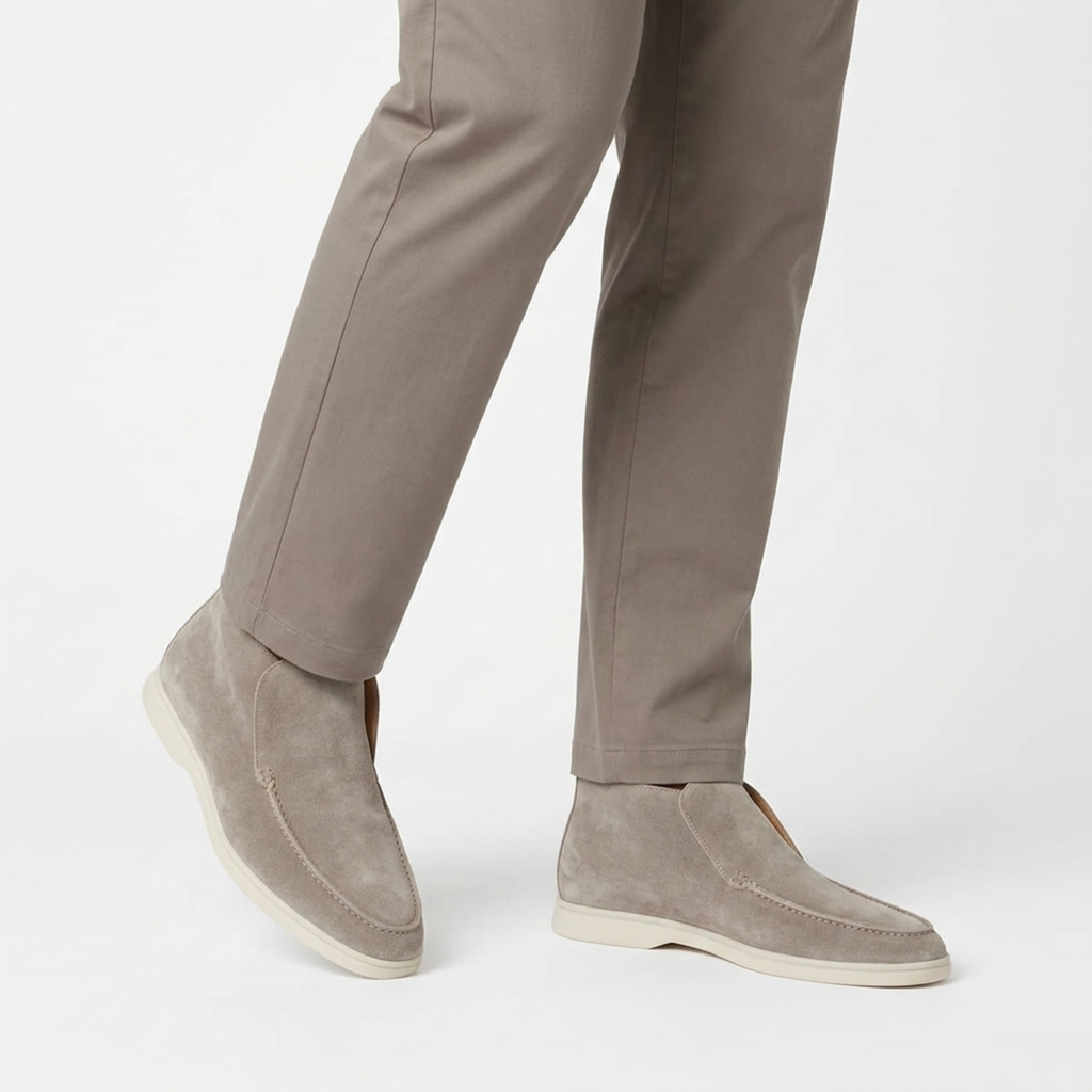 Mocassins montants pour homme — bottines à enfiler en daim — style bureau chic décontracté