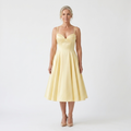 Robe de jour mi-longue — coton extensible et jupe ample à poches