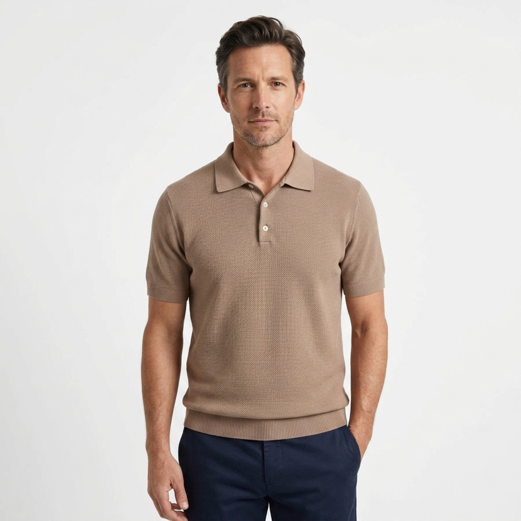 Polo homme en maille de coton coupe ajustée — détente