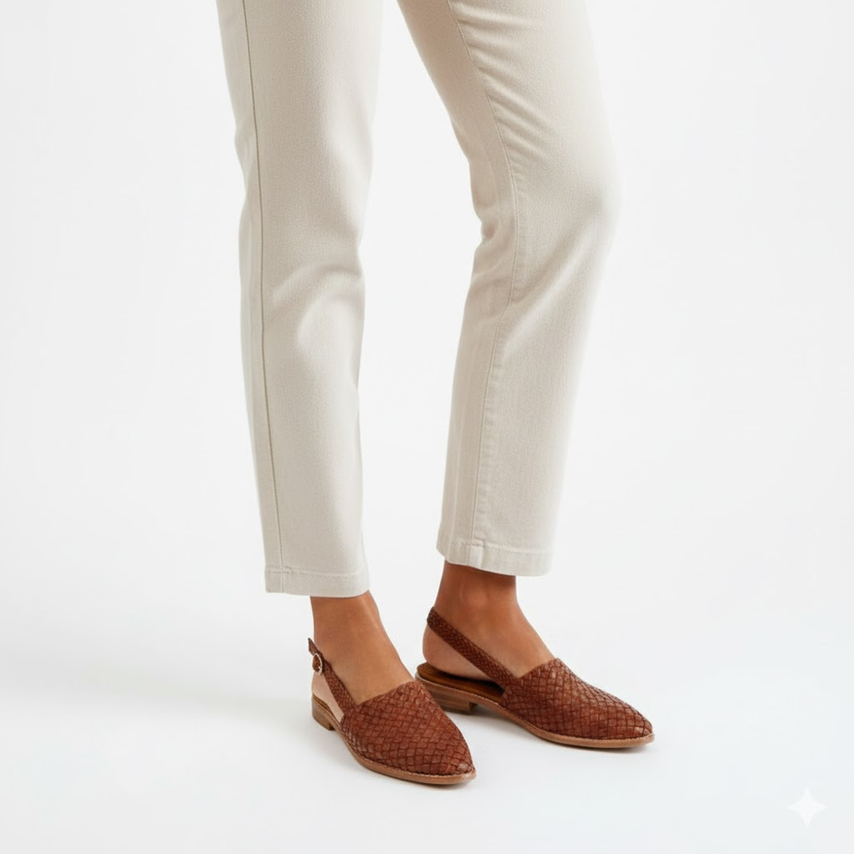 Slingbacks Gevlochten à Bout Pointu et Bride Arrière pour Femmes