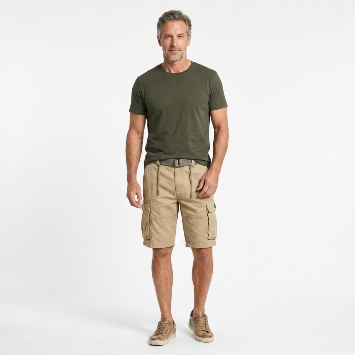 Bermuda cargo en coton — style utilitaire multi-poches — vacances