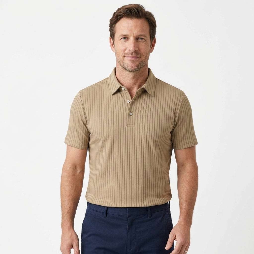 Polo pour homme — maille texturée — style décontracté