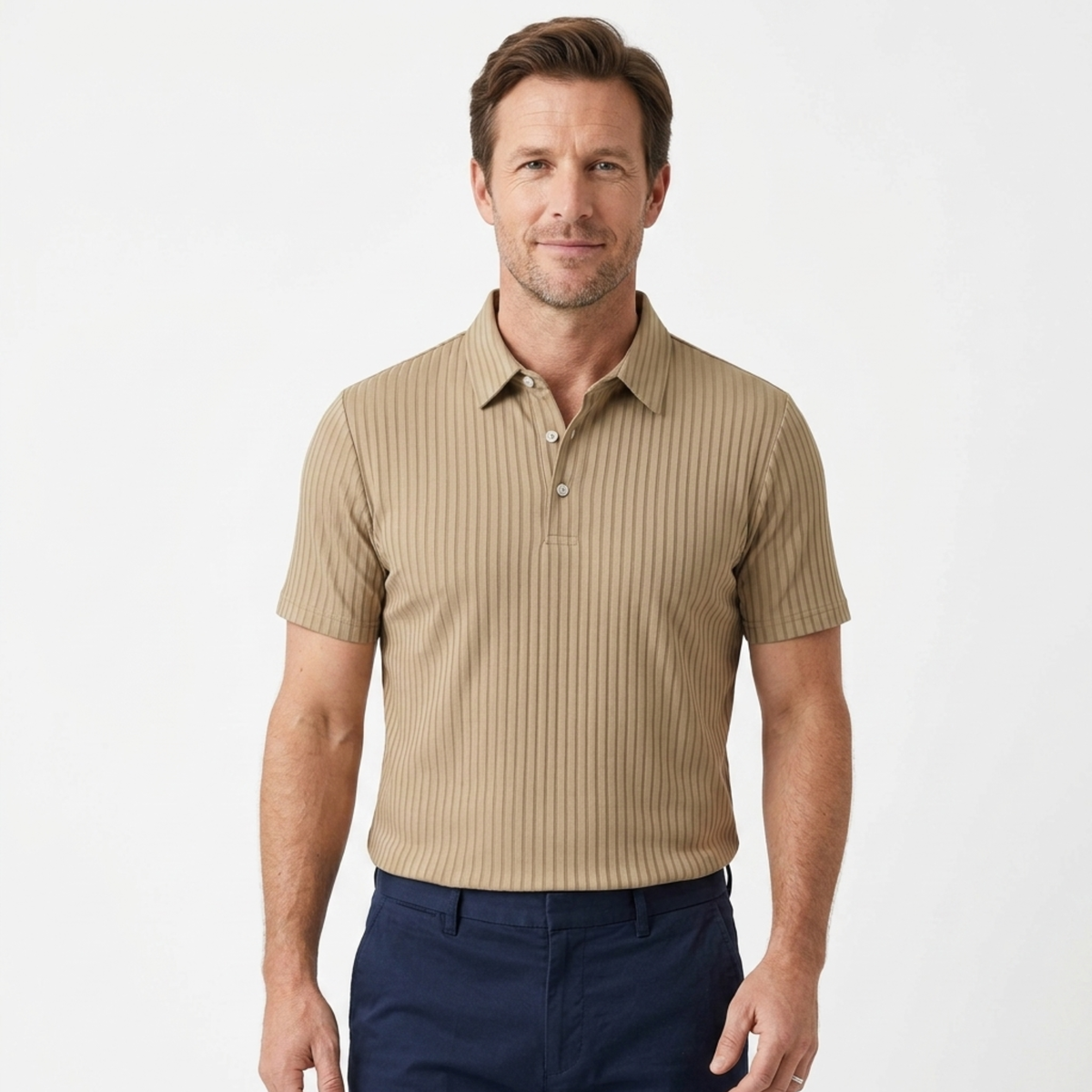 Polo pour homme — maille texturée — style décontracté