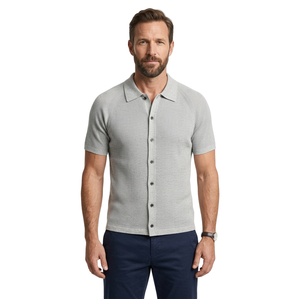 Polo pour homme — maille côtelée — tenue décontractée