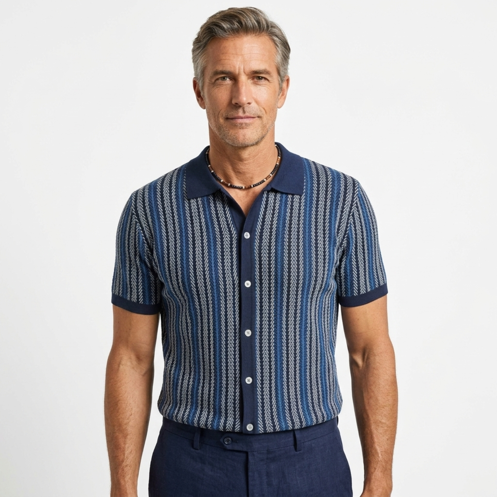 Chemisette en tricot coton — style polo boutonné — semi-formel