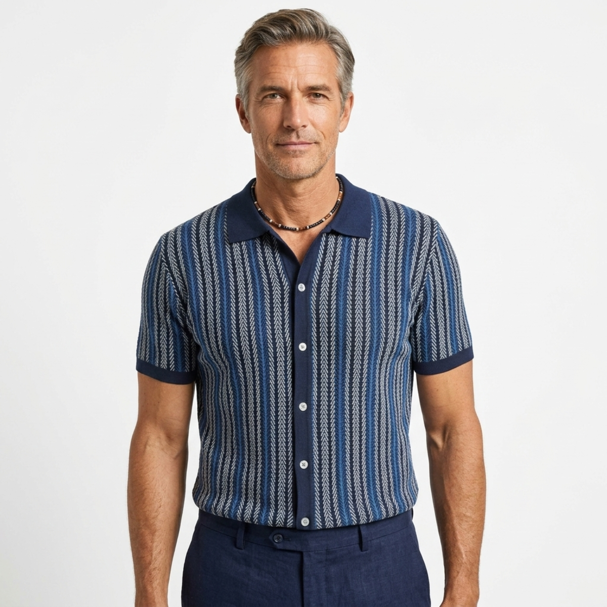 Chemisette en tricot coton — style polo boutonné — semi-formel