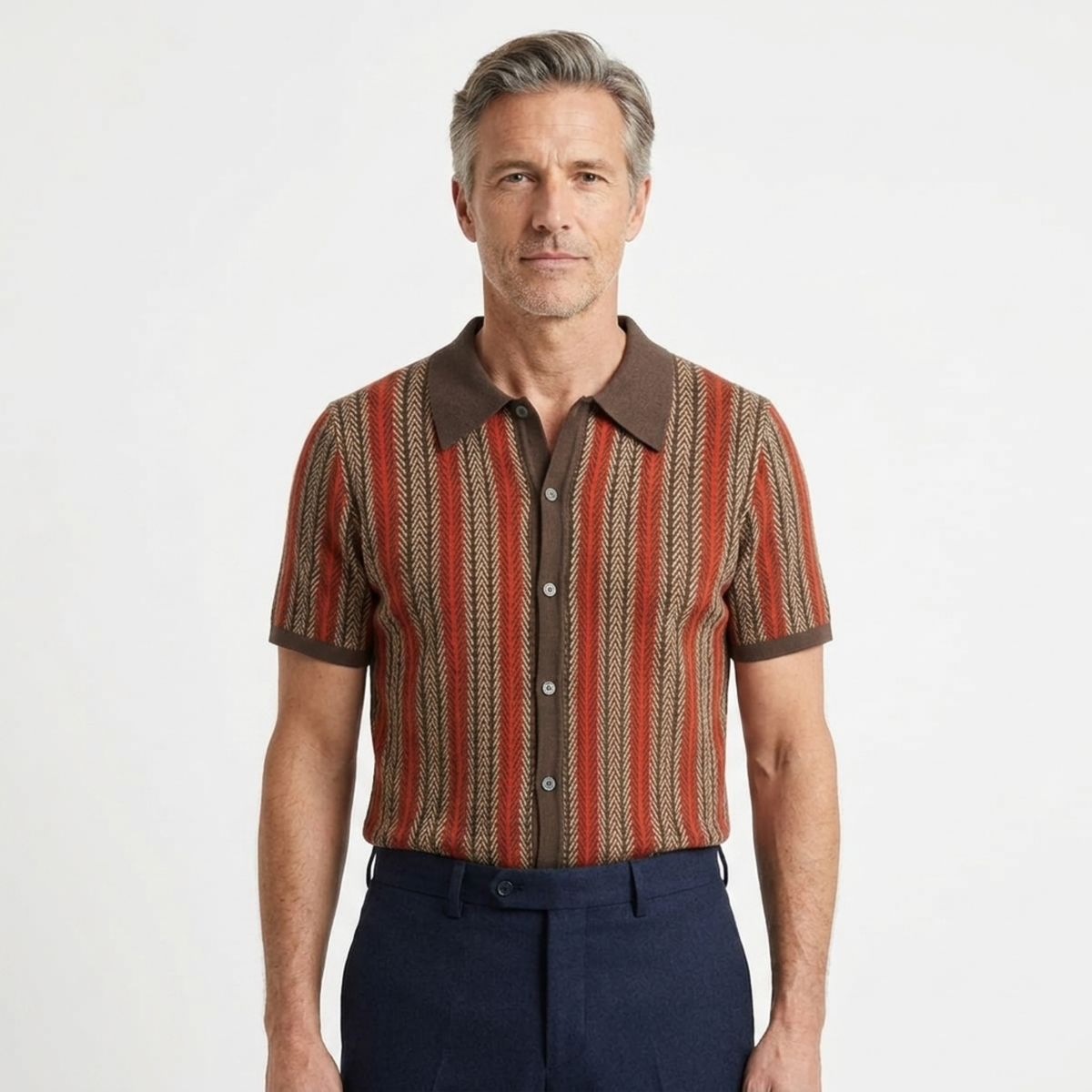 Polo en maille homme — rayures verticales — style décontracté resort