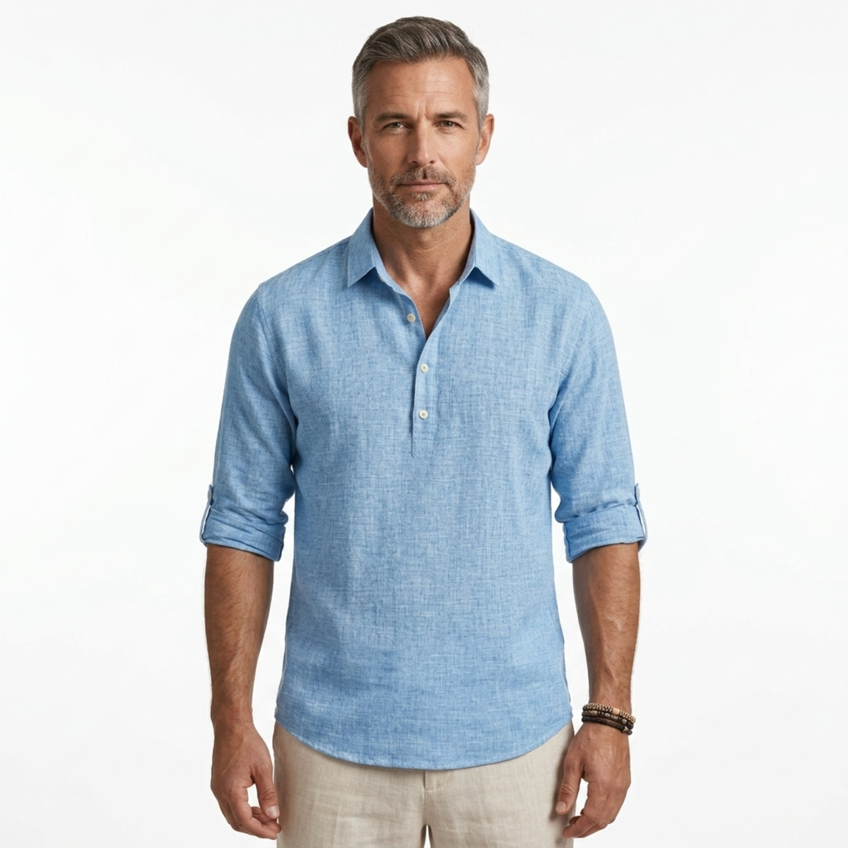Polo manches courtes homme — mélange de lin respirant — vacances