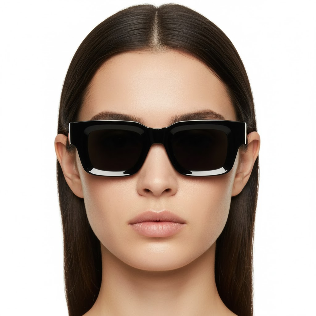 Lunettes de soleil carrées monture épaisse protection UV400 verres TAC unisexe