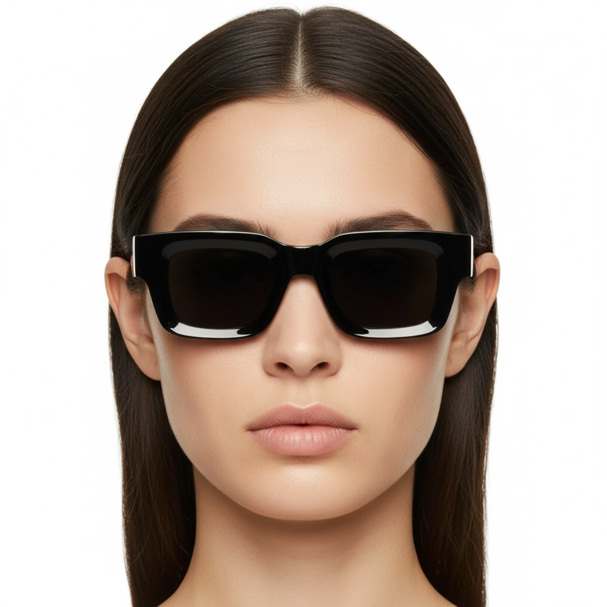 Lunettes de soleil carrées monture épaisse protection UV400 verres TAC unisexe