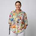 Blouse grande taille imprimé floral à manches longues pour femme