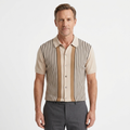 Chemise en maille homme — rayures verticales — coupe décontractée