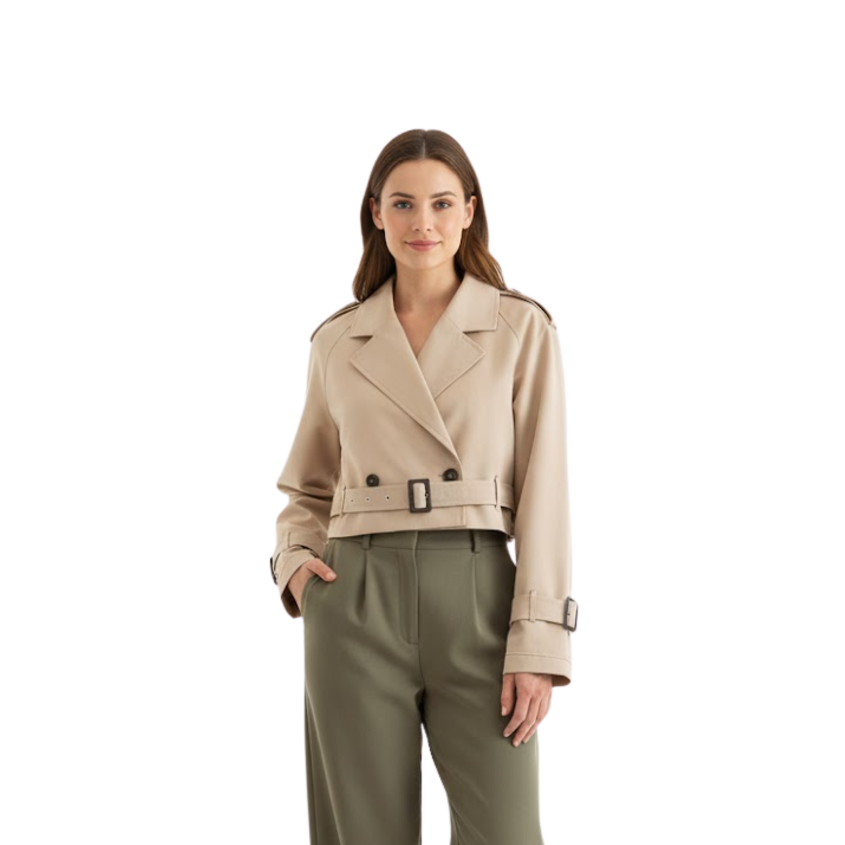 Ancienne Monde | Trench Court Femme Double Boutonnage Style Vintage